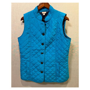 J Jill Quilted Vest Blue Teal Turquoise Size M